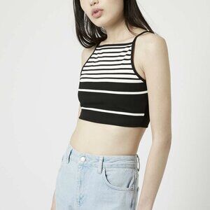 Topshop Y2K black & white Engineered Stripe Crop Top – Size 6